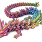 Subpoly Large 24 Articulated Crystal Dragon - Multi Color 3D Printed Plastic Dragon Figure - Rainbow Pearlescent Colors - Interlocked Body Segments and Legs (Large 24  Pastel Rainbow)