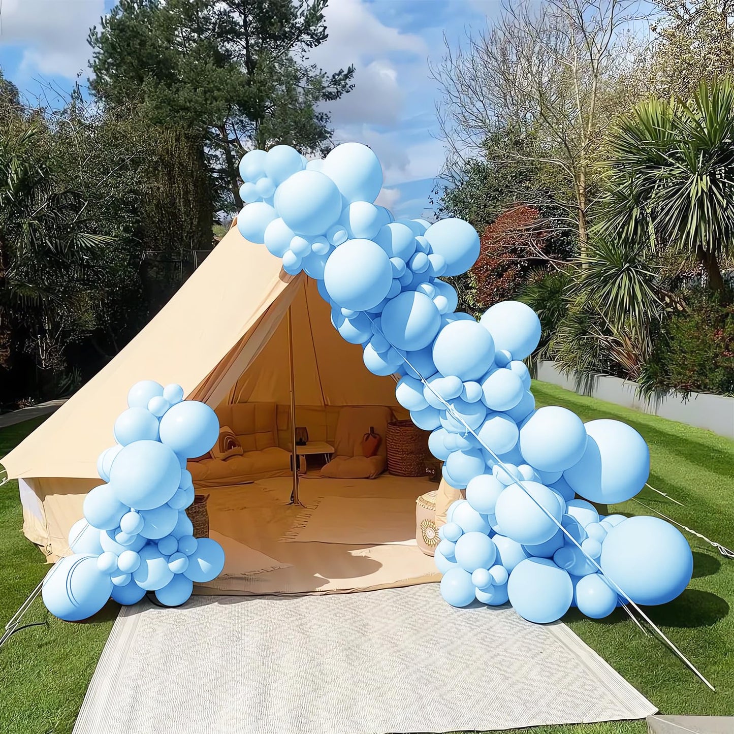 200 Pieces Light Blue Balloons Pastel Blue Balloons Arch Kit Baby Blue Balloons Different Sizes Macaron Blue Balloons Garland Fo