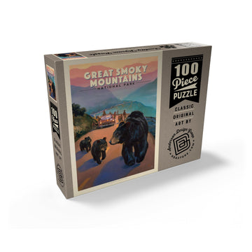 MyPuzzle Great Smoky Mountains National Park: Bear Jam  Vintage Poster - enhanced 100 Piece Jigsaw Puzzle for mature-themeds