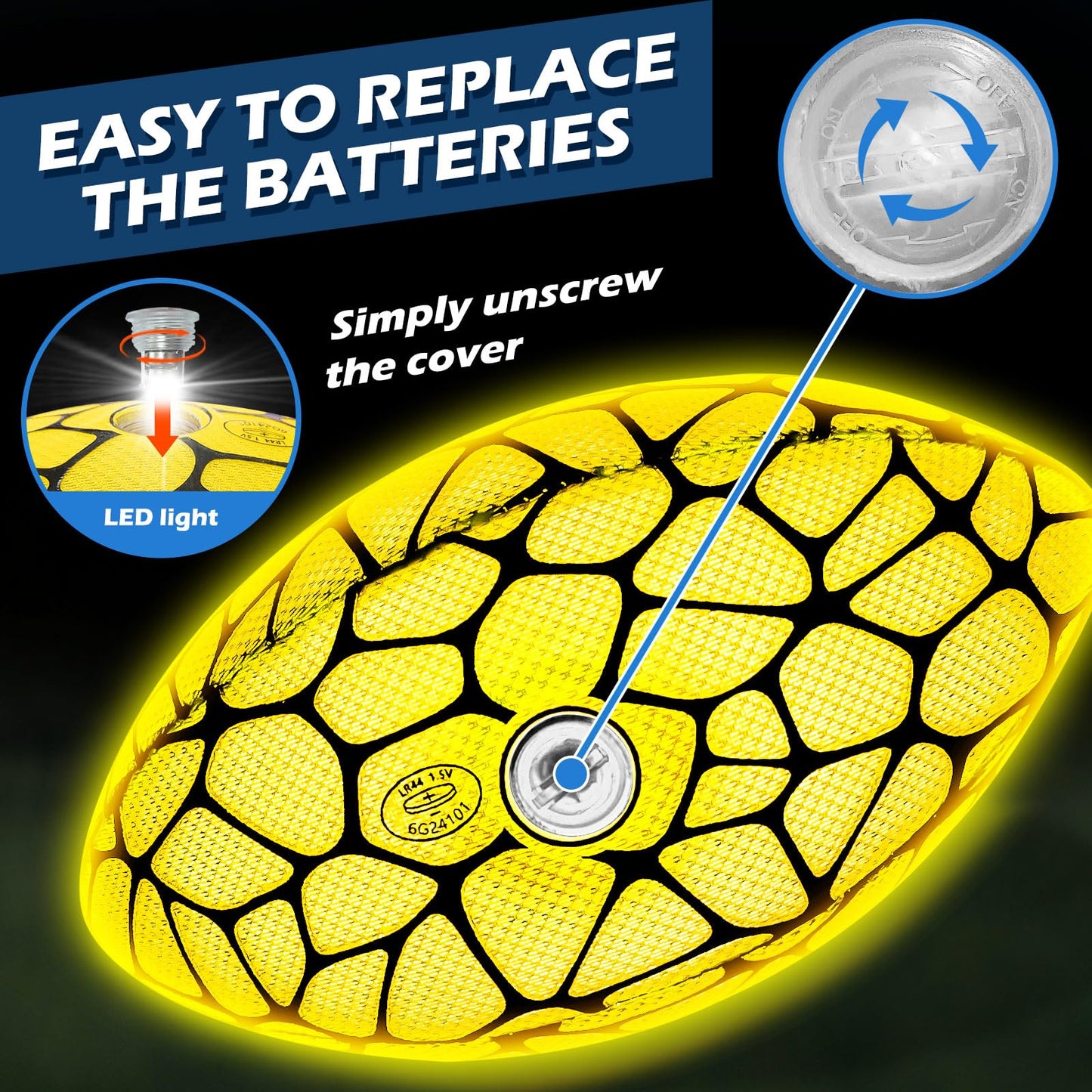 Jasonwell Glow in The Dark Football - Strong Grip Light Up Football Toy Stuff Sports Balls for Boys Kids Teenage Junior Youth mature-themed Outdoor Christmas Birthday Gifts for Age 6-8 8-12 13 + Year Old No.9