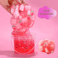 Premade Crystal Slime Peach Pink Jelly Cube Glimmer Crunchy Slime, Includes 6 Sets Of Slime Add-Ins, Party Favors For Kids, Sensory And Tactile Stimulation, Stress Relief, For Girls & Boys
