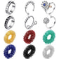Mtlee 12 Pieces Fidget Anxiety Rings Including 6 Pieces Spiky Sensory Finger Spinner Rings, Anxiety Toys, Zircon Circle With Beads For Women Men(Classic Style)
