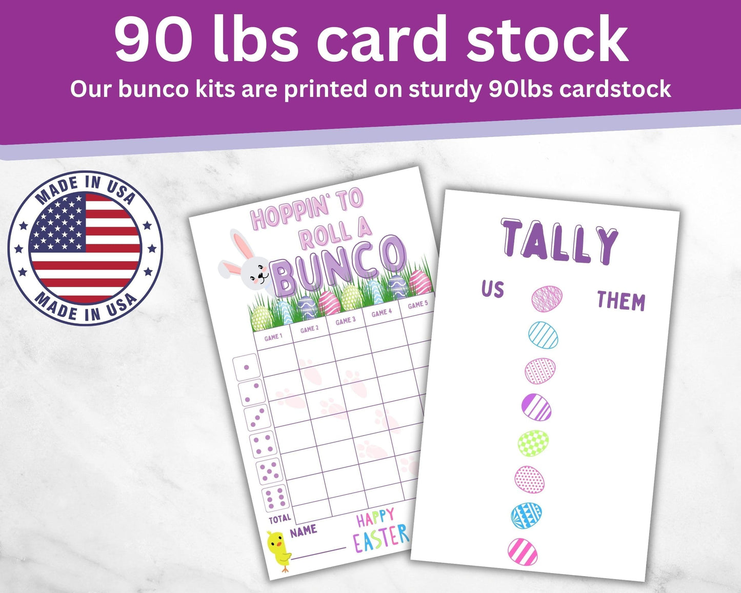 Easter Bunco Theme Set - Bunco Score Sheets - Spring Themed Bunco - Easter Scorecards - Tally Sheets - Ghost Player - Bunco Babe