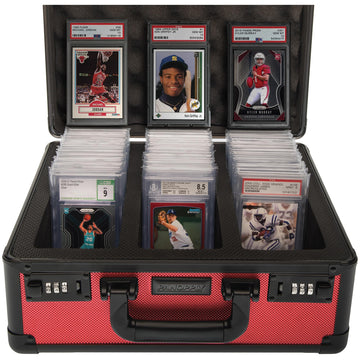 Panopply SLAB protective covering FUSION 120+ 3 Row Psa Graded Card Storage Box Graded Card Case Psa Slab Case for Graded Cards Psa Card Case Baseball Card Cases for Sports Cards Storage Sports Card Case (RED)