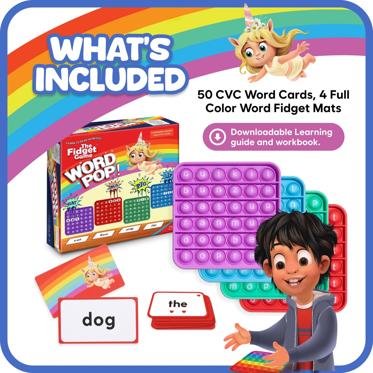 The Fidget Game Word Pop Cvc Words - Learn To Read In Weeks - Multisensory Reading & Phonics Interactive Tools Ideal For Pre Kin