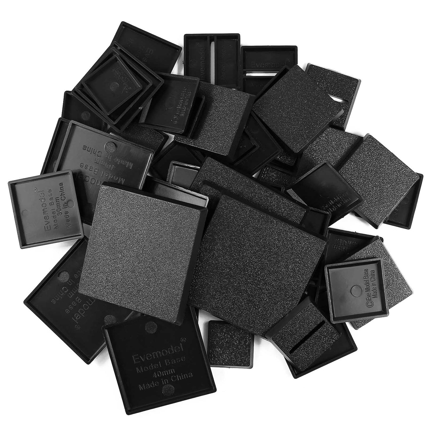 Evemodel Mixed Different Sizes Square Rectangle Bases For Wargames Tabletop (50Pcs-Square Bases)