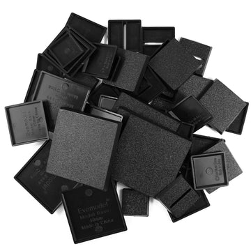 Evemodel Mixed Different Sizes Square Rectangle Bases For Wargames Tabletop (50Pcs-Square Bases)