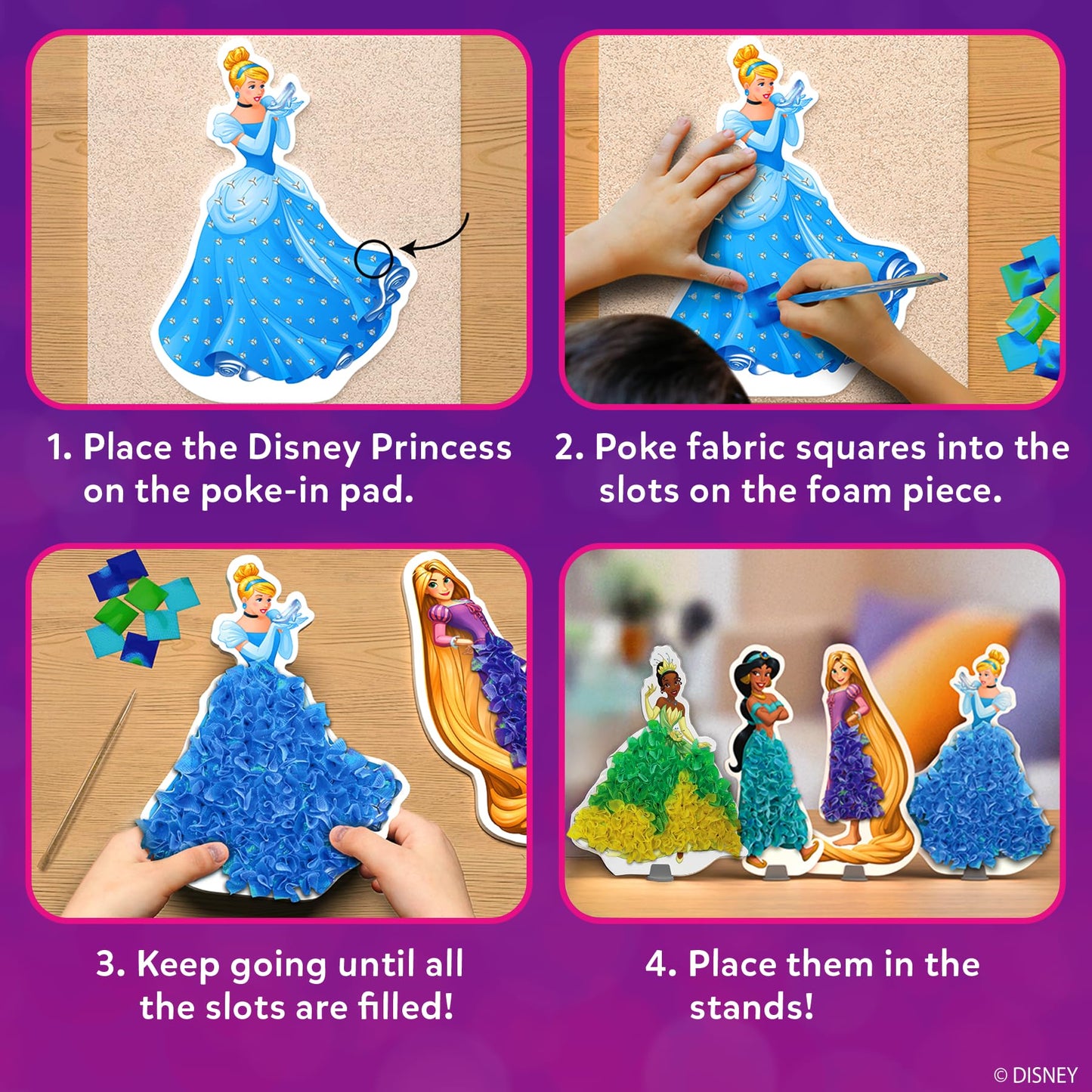 Skillmatics Poke-in Art - Disney Princesses, Mess-Free Fun for Kids, DIY Wood Craft Kits, Creative Activity, Gifts for Girls Age