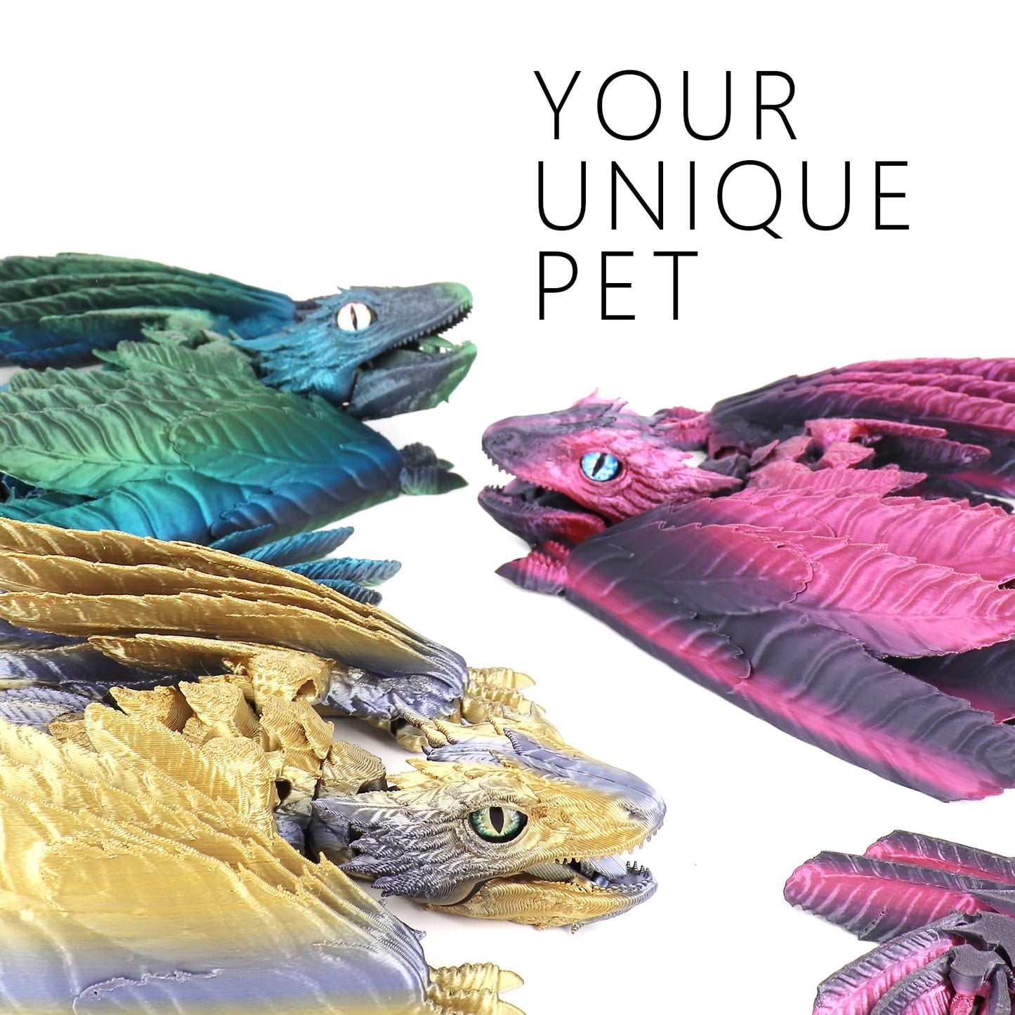 ACOCOFE 3D Printed Dragon Feathered Wyvern Dragon Toys,16 inch Large Fidget Articulated Dragon with Wings,Large Desktop Pet 3D P