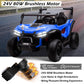 MOLACHI 24V 2 Seater Kids Ride on UTV Car 4WD Battery Powered Electric Vehicle for Kid Ride On Truck with Remote Control Safety Belts 3 Speeds (Blue)