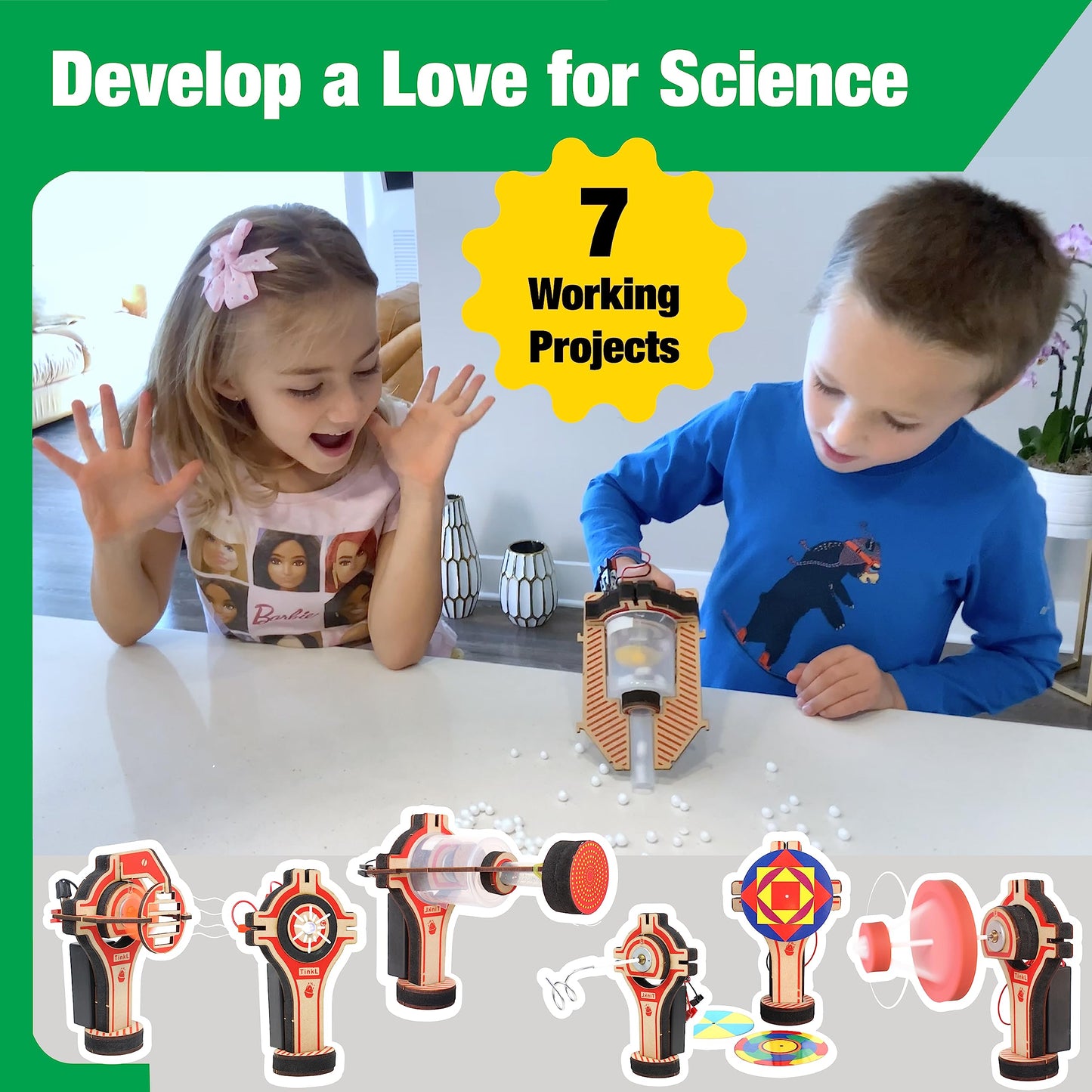 Stem Robotics Kit 7In1 Science Experiments Project Activities For Kids 6-8 8-12 Engineering Building Toy Electronic Motor Robot