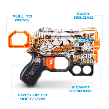 X-Shot Skins Menace - Sonic Retro (2 Pack + 16 Darts) By Zuru, X-Shot, Easy Reload, Air Pocket Dart Technology, Toy Foam Dart Blaster For Kids, Teens, Adults, Frustration Free Packaging