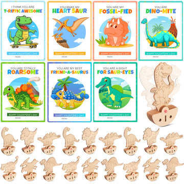 Valentines Day Gifts For Kids, 21 Packs Dinosaur Party Favors, Valentines Cards For Kids Classroom School, Building 3D Puzzles S