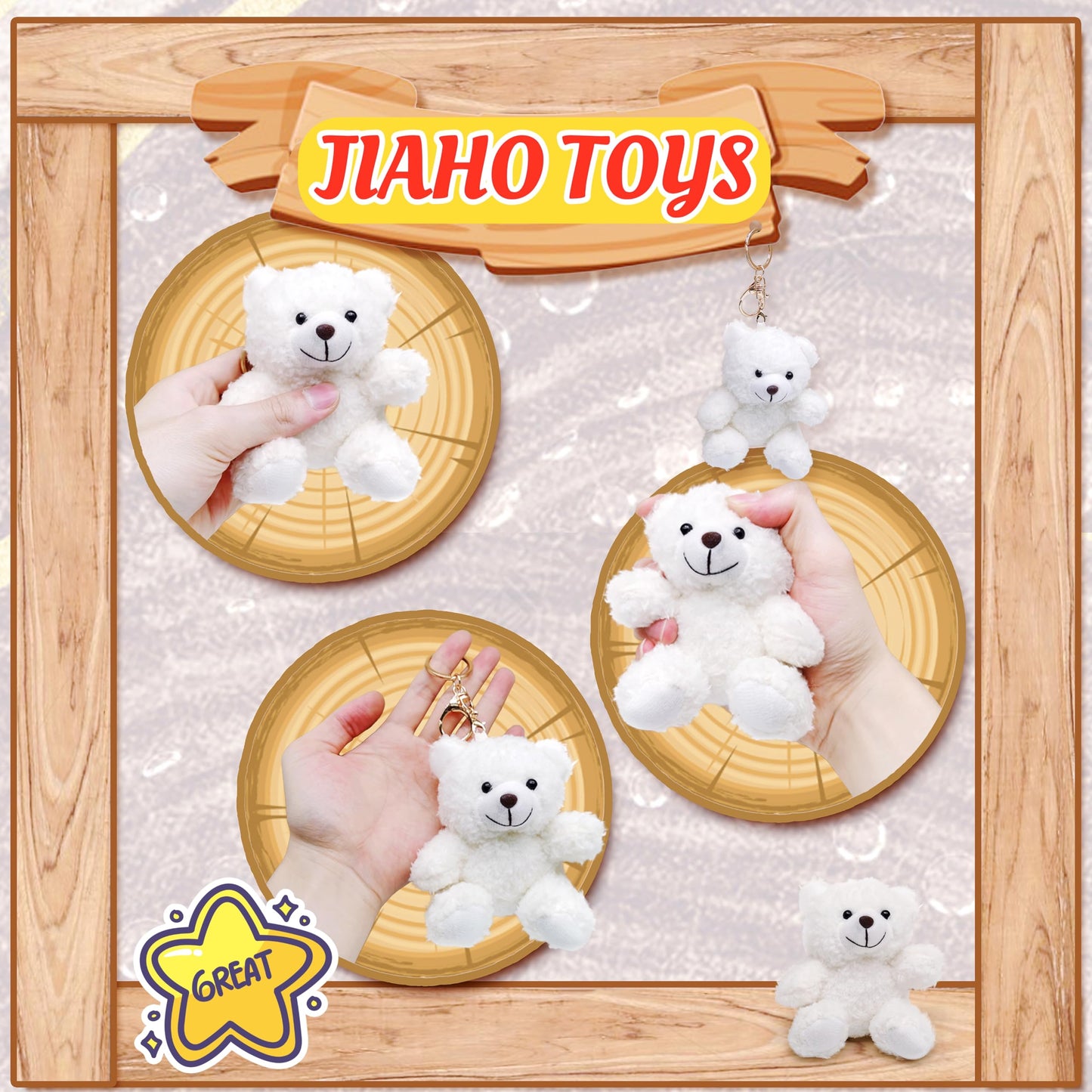 Jiaho White Teddy Bear Stuffed Animals For Girls, Boys & Toddlers, Kawaii Bear Plushies, Small Polar Bear Plush Toys, Soft Plush