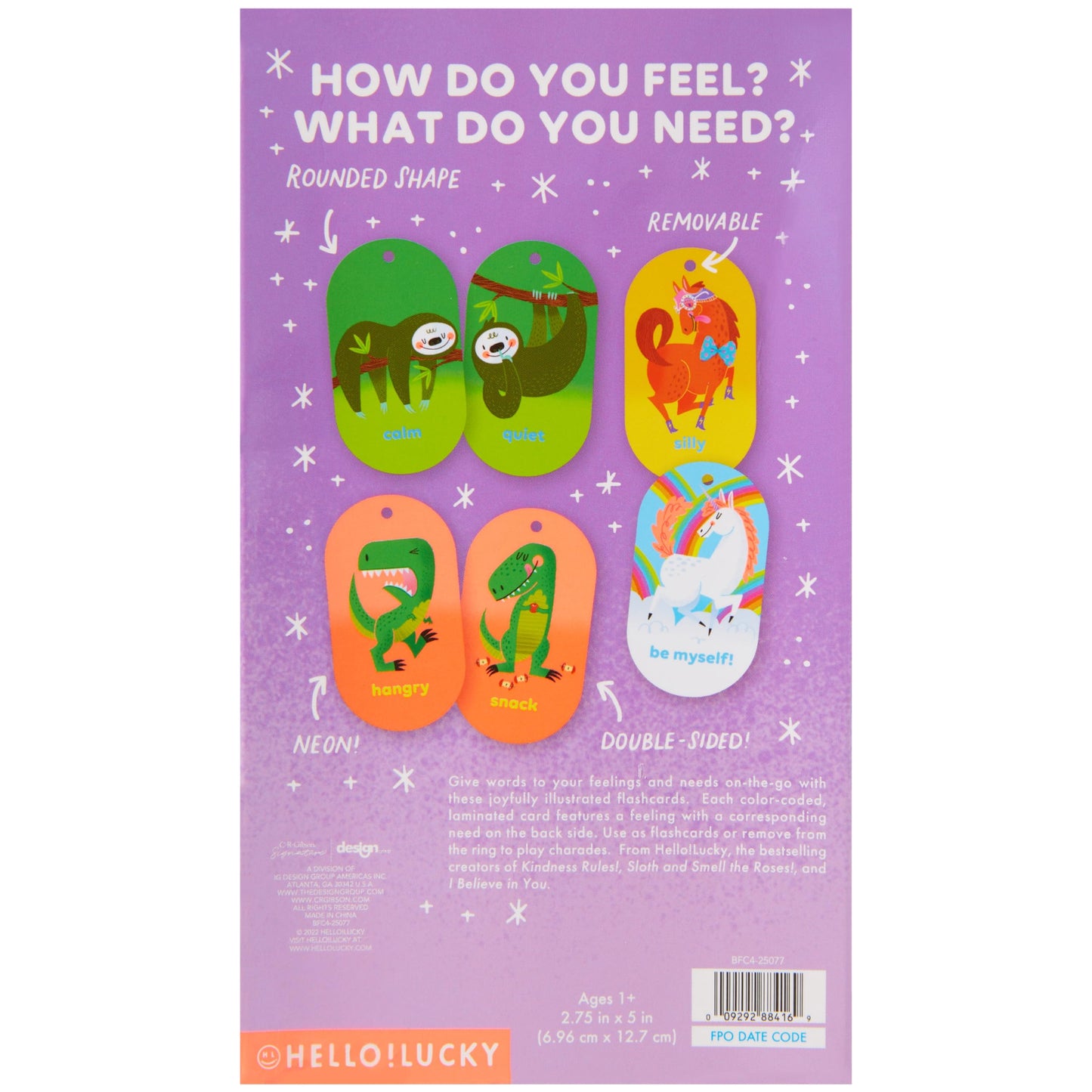 Hello!Lucky For C.R. Gibson: Feelings And Needs Flashcards On A Ring - 20 Educational Cards For Social Emotional Learning - For