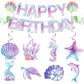 Ipartycool Mermaid Birthday Decorations, Happy Birthday Banner, Happy Birthday Sign Hanging Swirls Birthday Decorations For Wome