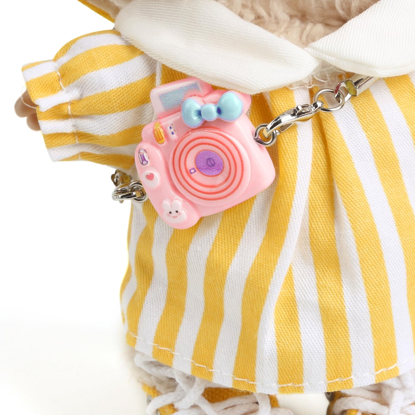 17cm Doll Clothes for Labubu - Kawaii Clown Style Set - Doll's Hat & Doll's Clothing & Doll's Shoes & Camera  Cute Doll Outfit with Accessories for Display  Collectors  Gift - Yellow (NO Dolls)