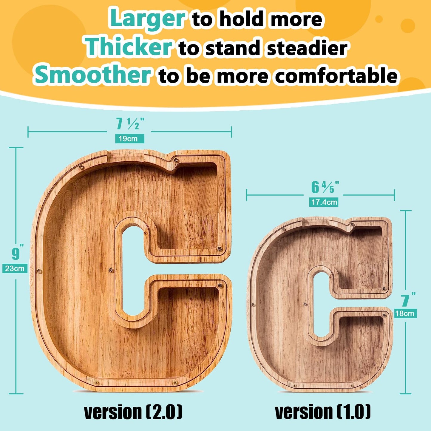 SummiDate Wooden Letter Piggy Bank| Piggy Bank for Boys Girls Toddler| Alphabet C Money Bank| Coin Bank Birthday Gift for Kids|Birthday Gift for Kids (C)