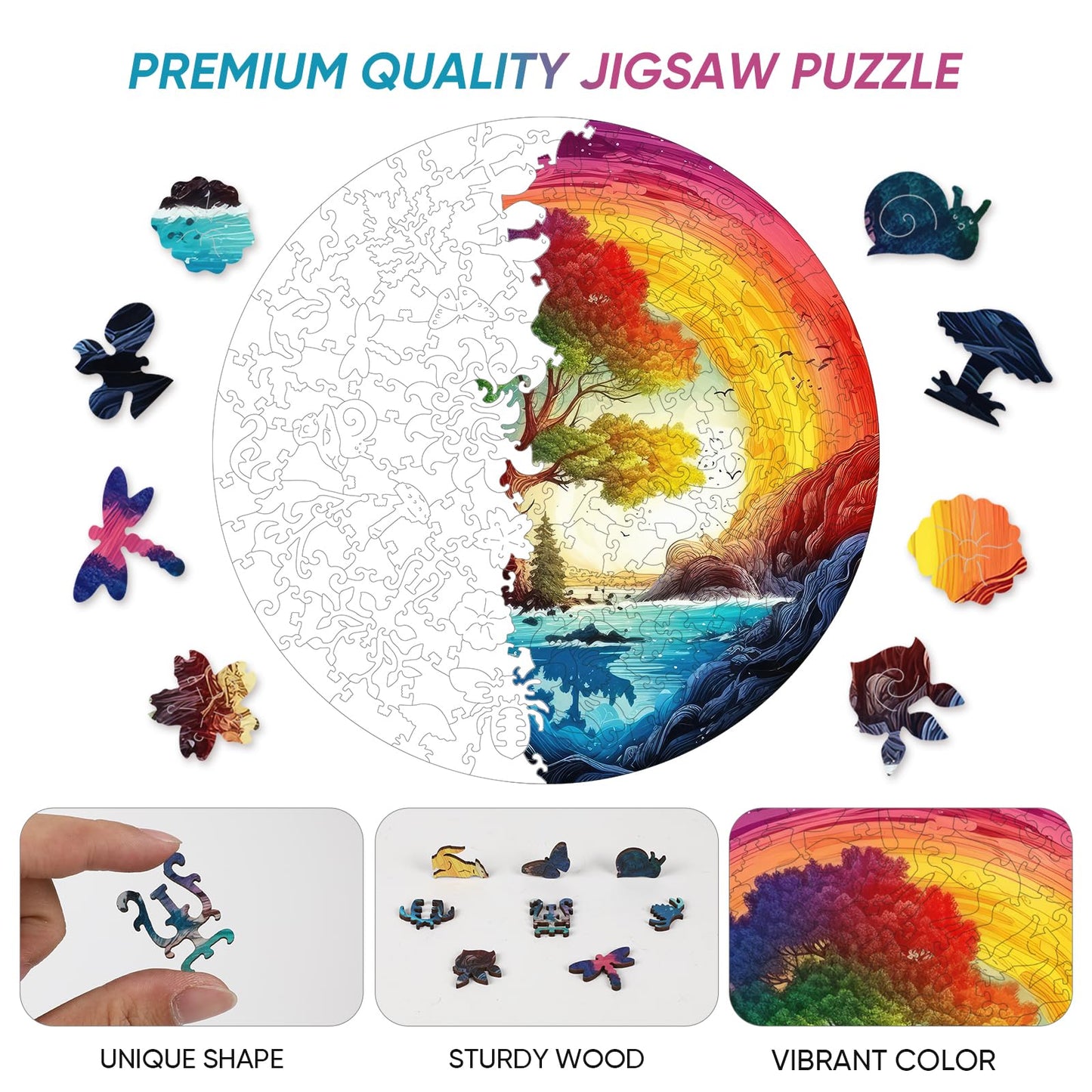 Wooden Puzzles for mature-themed - Life of Tree Puzzles  500 Piece Jigsaw Puzzles Home Decor  Natural Puzzle Royal Unique Shape mature-themed Puzzles  Irregular Wooden Puzzle Creative Gift for mature-themeds(16.5 * 16.5 in)