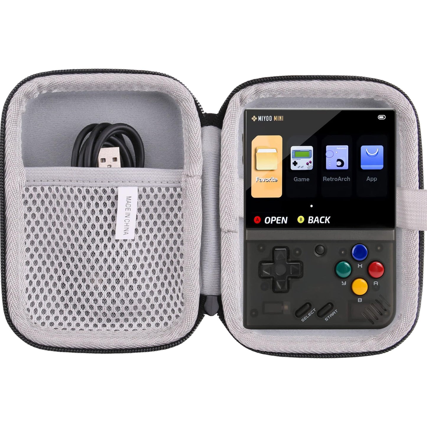 Waiyucn Hard Eva Carrying Case For Miyoo Mini Plus,3.5 Inch Retro Handheld Game Console Case. (Black)