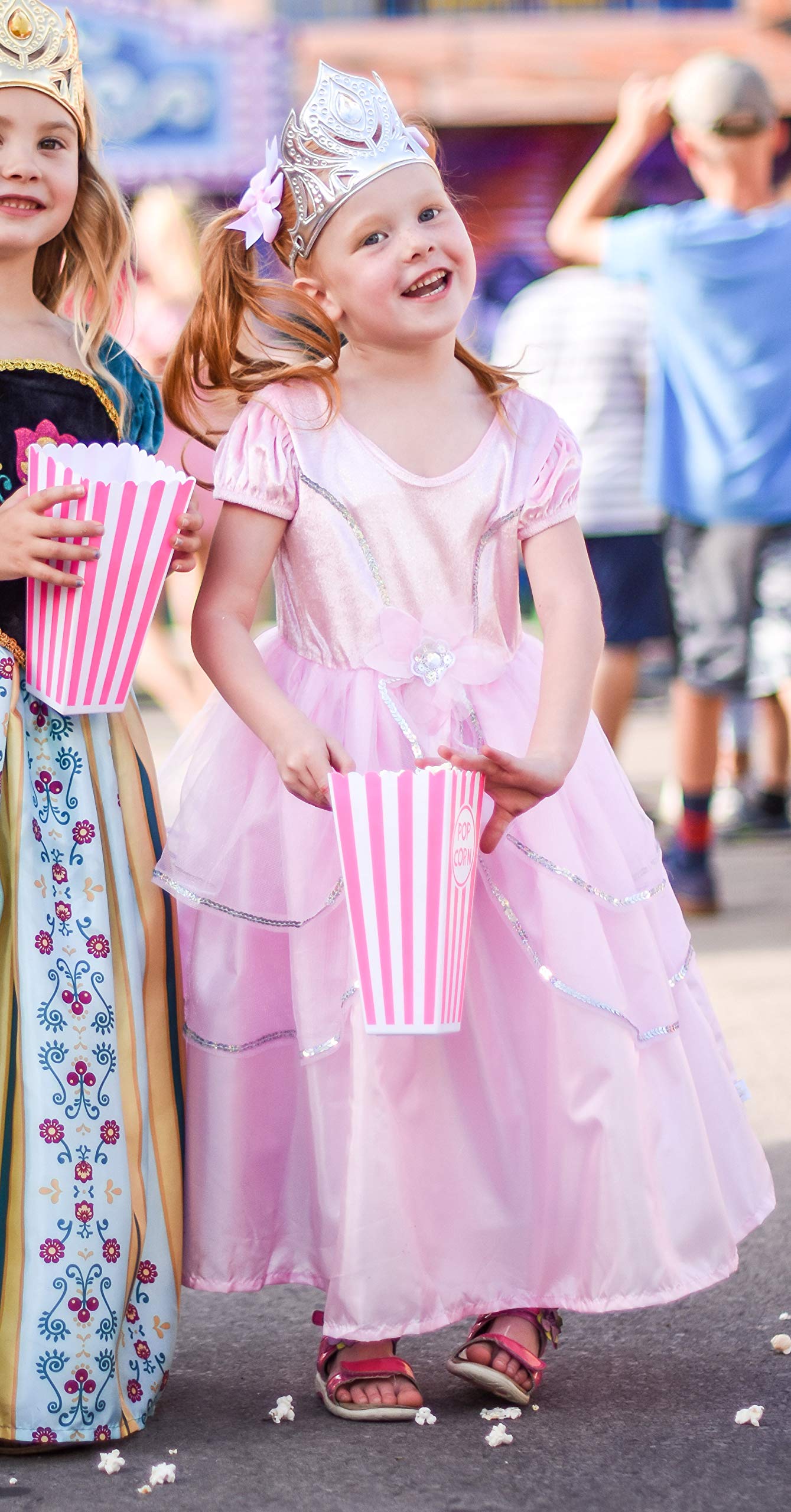 Little Adventures Royal Pink Princess Dress Up Costume For Girls (Large Age 5-7) - Machine Washable Child Pretend Play And Party Dress With No Glitter