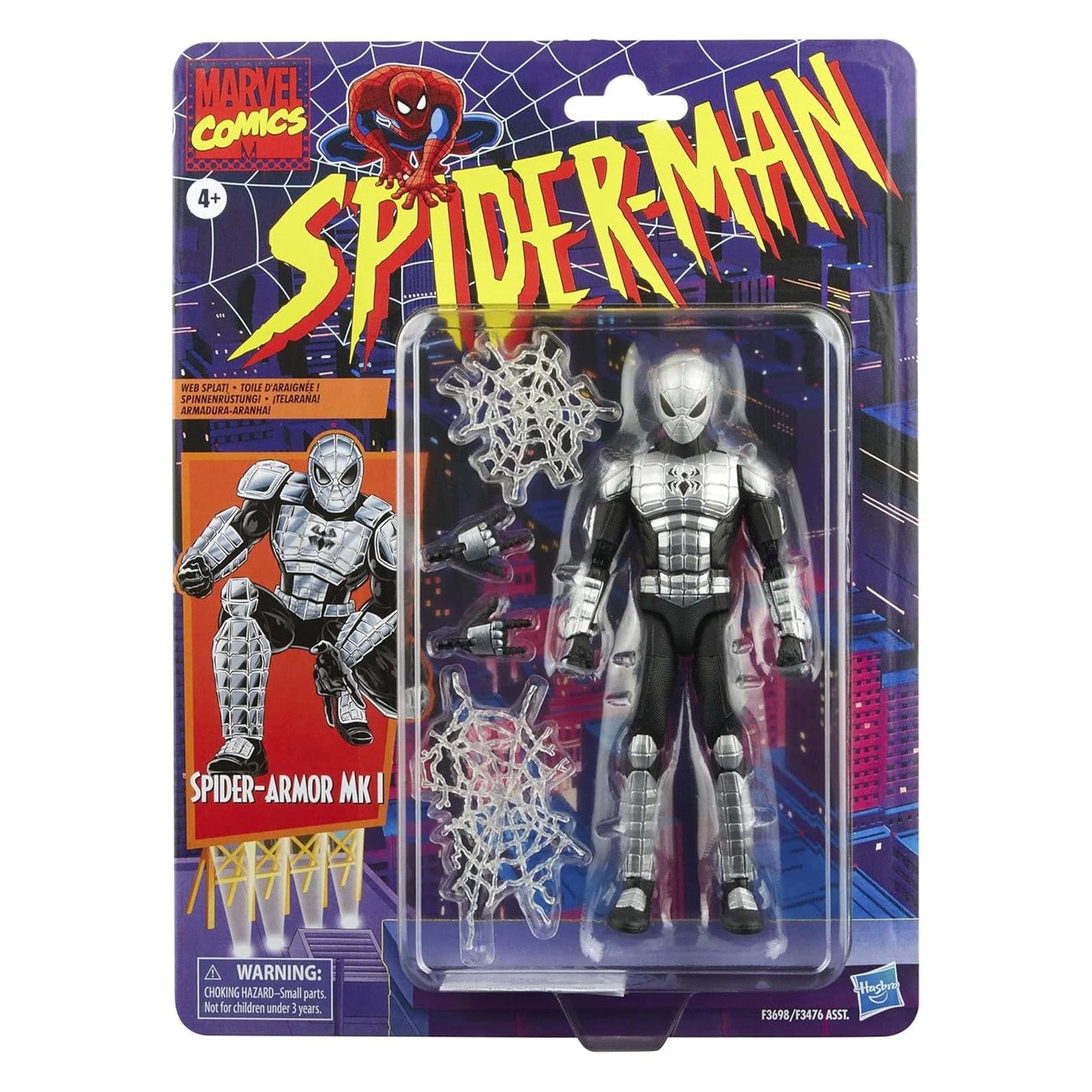 Spider-Man Marvel Legends Series 6-inch Spider-protective covering Mk I Action Figure Toy  Includes 4 Accessories: 2 Alternate Hands and 2 Web FX