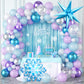 Frozen Balloon Garland Arch Kit, Snowflake Pearl Blue Purple Metallic Purple Blue Silver And White Balloons For Winter Wonderlan