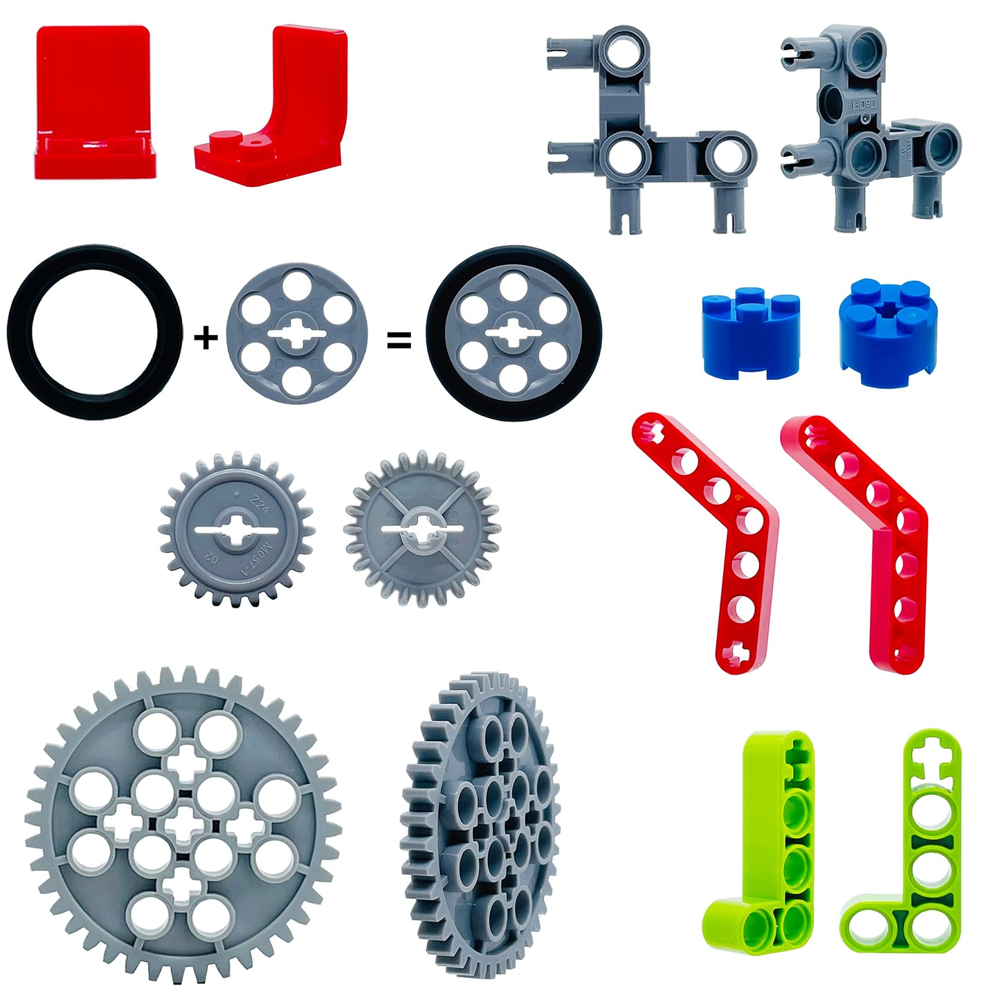 Tacyillu 202 Pcs Building Blocks Parts Gear Chain Wheels Connectors Axle, Liftarm, Pins Accessories Brick Sets Toys Tight Fit Wi