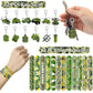 122 PCS Army Party Favors, Military Camo Temporary Tattoos Slap Bracelets Keychains Stickers Badges Goodie Bags Soldiers Figures