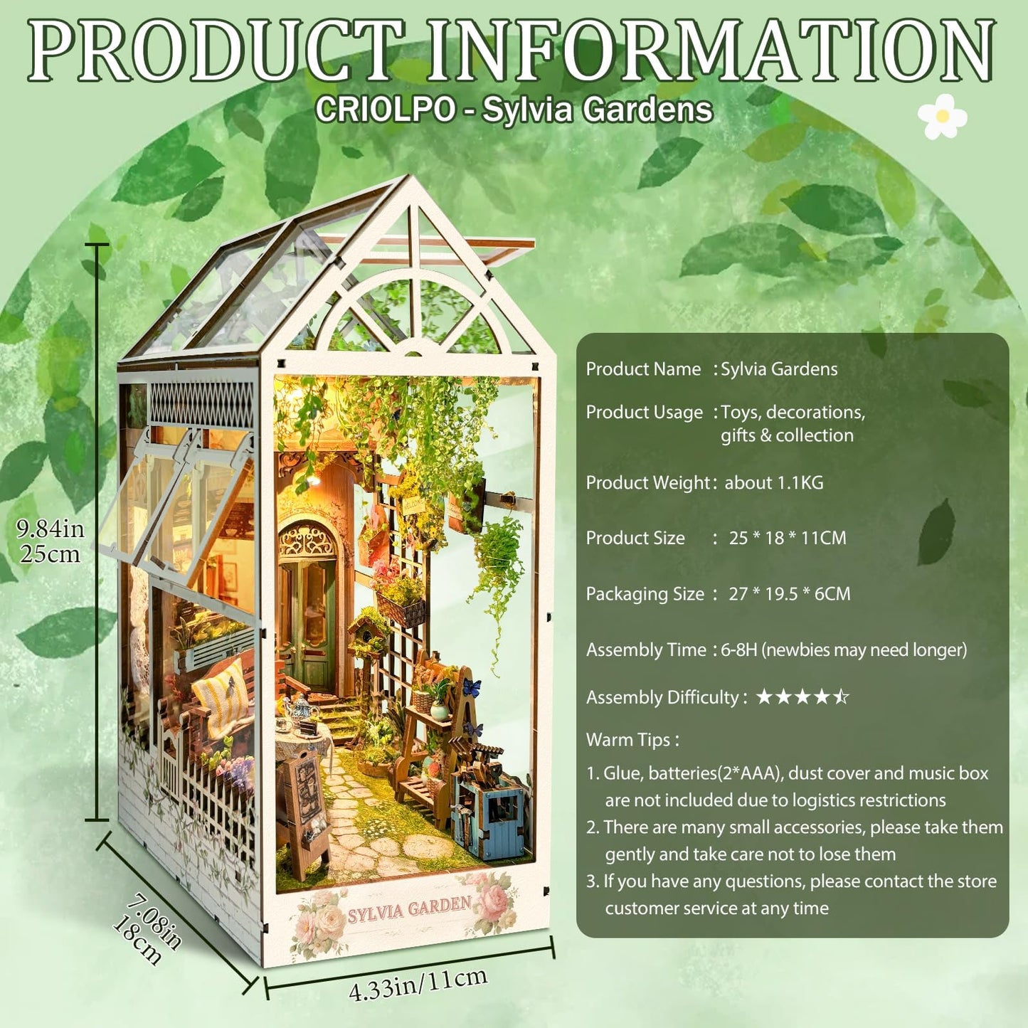 Criolpo Diy Book Nook Kit - 3D Wooden Puzzle Miniature With Led Lights, Diy Doll House Book Nook Ideal For Bookshelf Decor And H