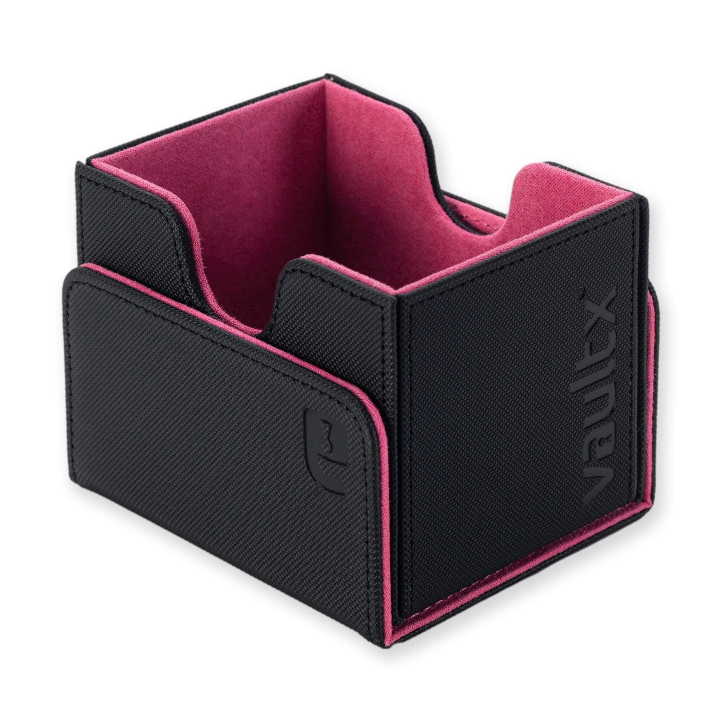 Vault X Exo-Tec® Modular Sideloading Deck Box Module For 100+ Tcg Cards. Detachable Magnetic Lid. Fits Commander & Standard Trading Cards. (Black/Electric Pink)