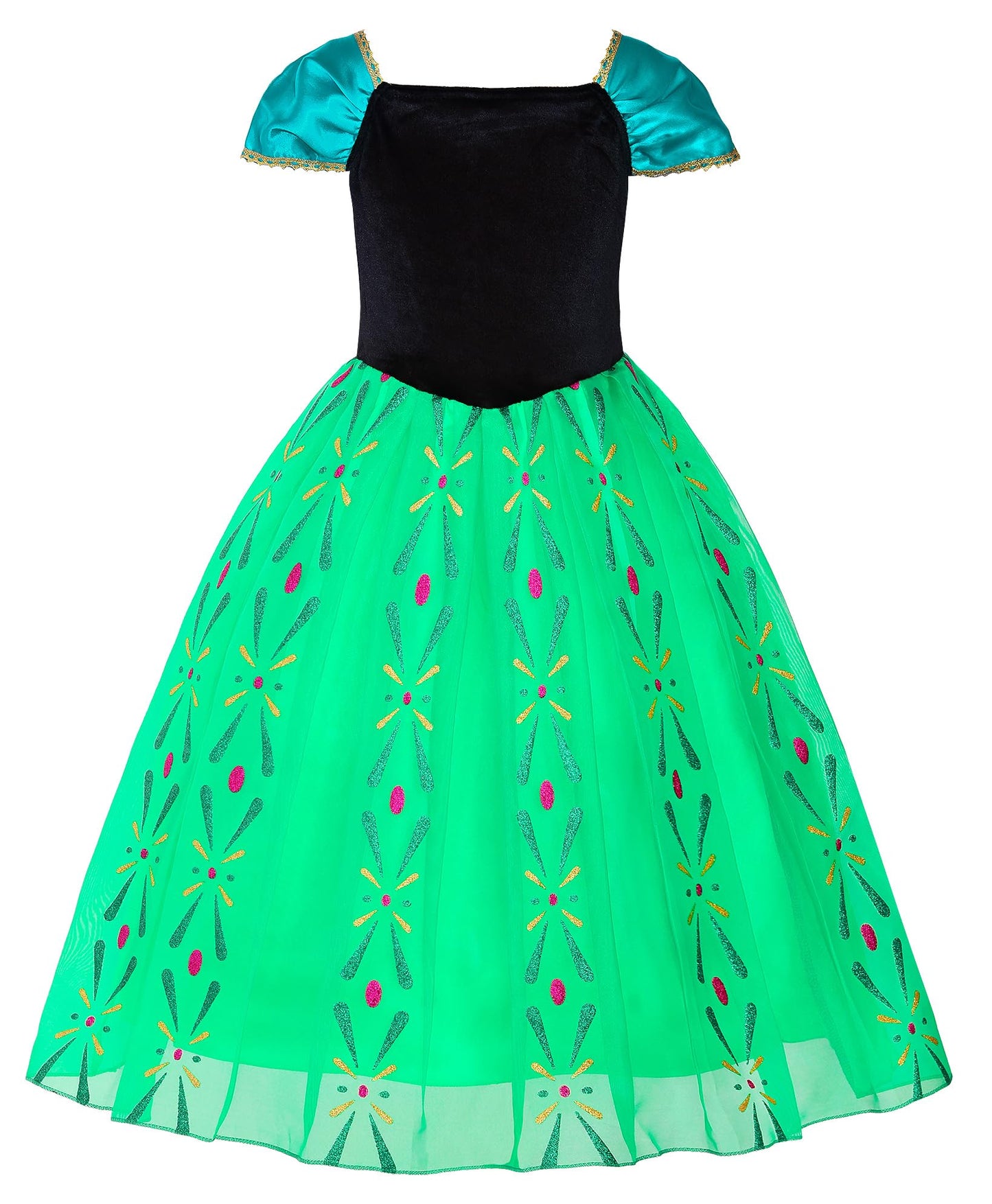 Reliparty Girls Princess Costume Dress Up Green, With Accessories,120