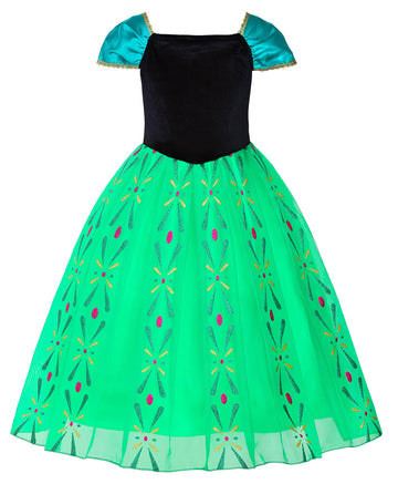 Reliparty Girls Princess Costume Dress Up Green, With Accessories,130
