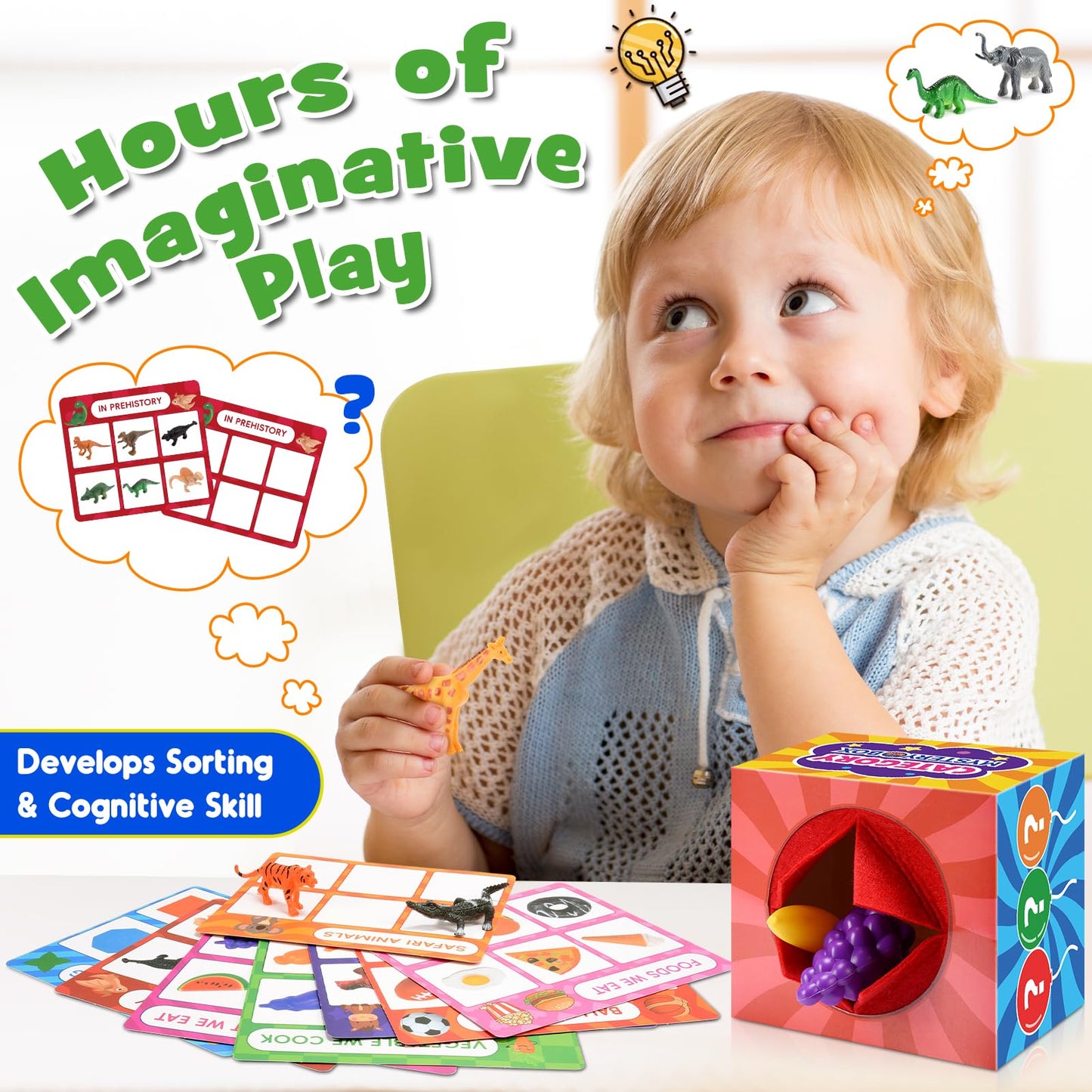 Montessori Sensory Toys for 2-6 Year Olds | 58-Piece Learning & Sorting Games with Mystery Box | Preschool Activities & Speech T