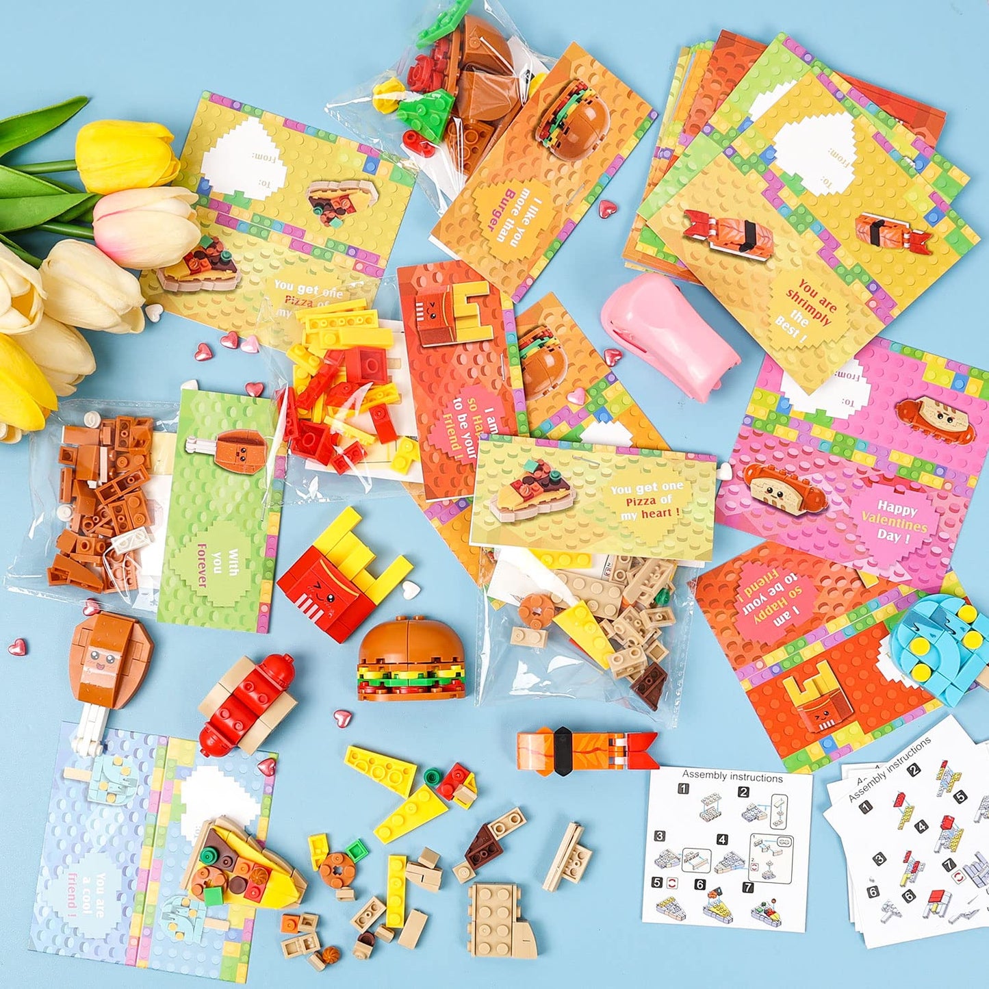 Valentine'S Day Cards For Kids Classroom - 28 Pcs Dessert Block Valentines Day Gifts For Kids, Valentine Cards With 7 Designs Bl