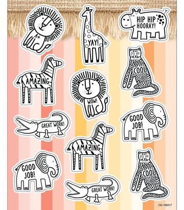 SIMPLY SAFARI ANIMAL SHAPE STICKERS