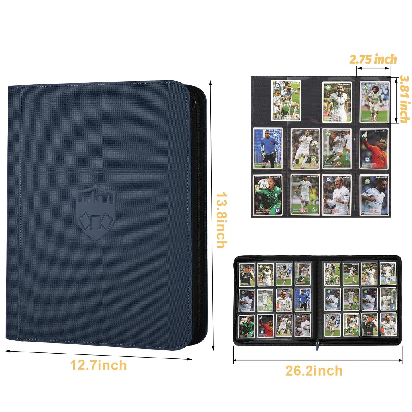 Trading Card Binder 12 Pocket  GERMUN PU Cover Card Binder for 720 Cards  enhanced Trading Card Holder Folders  Double Sided Pocket Card Album for MTG  TCG (Blue)