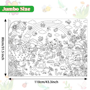Naozinebi Bug Garden Coloring Poster For Kids Giant Coloring Poster Large Bugs Coloring Tablecloth Jumbo Coloring Books For Kids