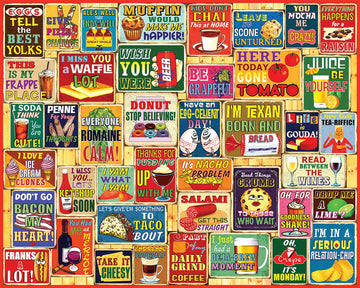 White Mountain Food & Drink 1000 Piece Jigsaw Puzzles Funny Pun Collage Puzzle For Adults And Family