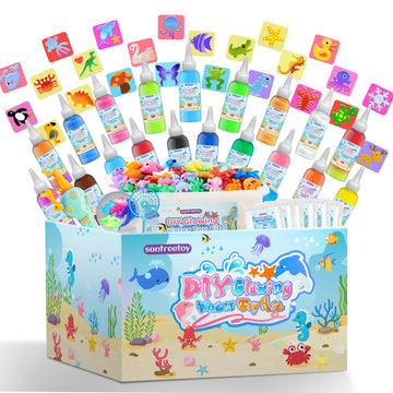 santreetoy Magic Gel Water Elf Toy Kit, 20 Fairy Aqua Gel Kit with Kids Fishing Pole, Color Changing Squishies Maker Making Toy,