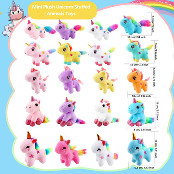 20 Pack Mini Stuffed Unicorn Animal Toys Small Plush Unicorn Bulk Rainbow Stuffed Unicorn Keychain For Christmas Easter Wedding