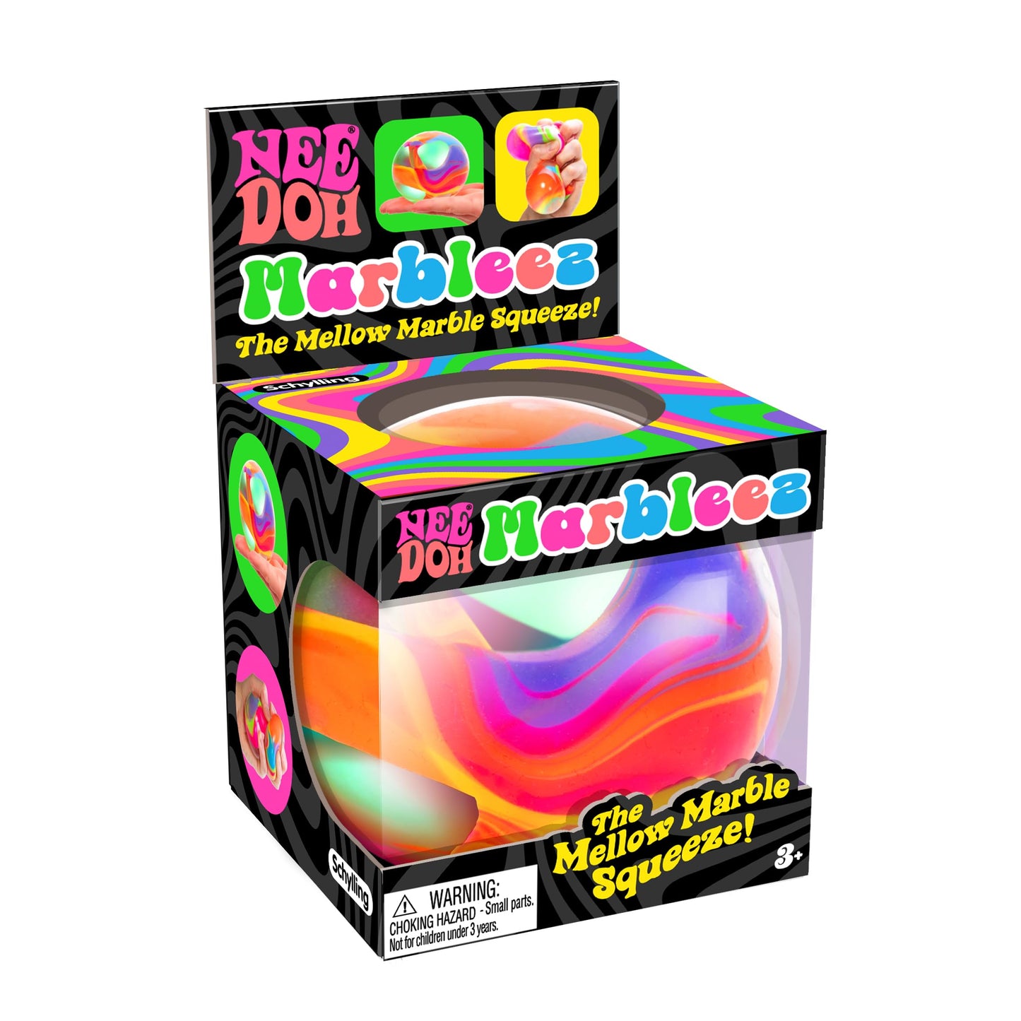 Schylling NeeDoh Marbleez - Groovy Glob Toy - Assorted Multi-Color Swirls - Ages 3 to mature-themed (Pack of 1)