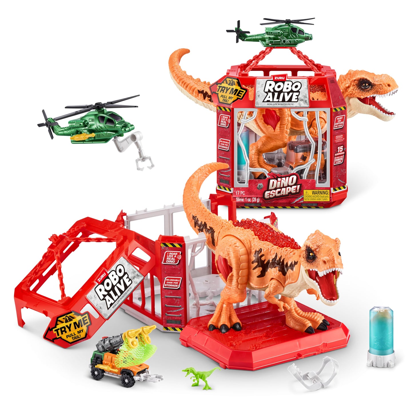 Robo Alive Dino Escape  Robotic Light Up  Vehicles with Firing   Storable  Giftable  Ages 3+ by ZURU