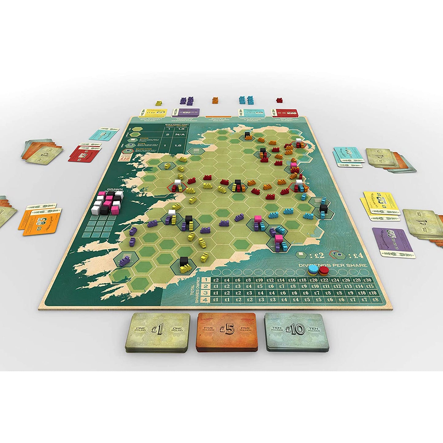 Capstone Games Irish Gauge Strategy Board Game, 3-5 Players, 60 Min Play Time, Large Size, Iron Rail 1, Model CSGIR101