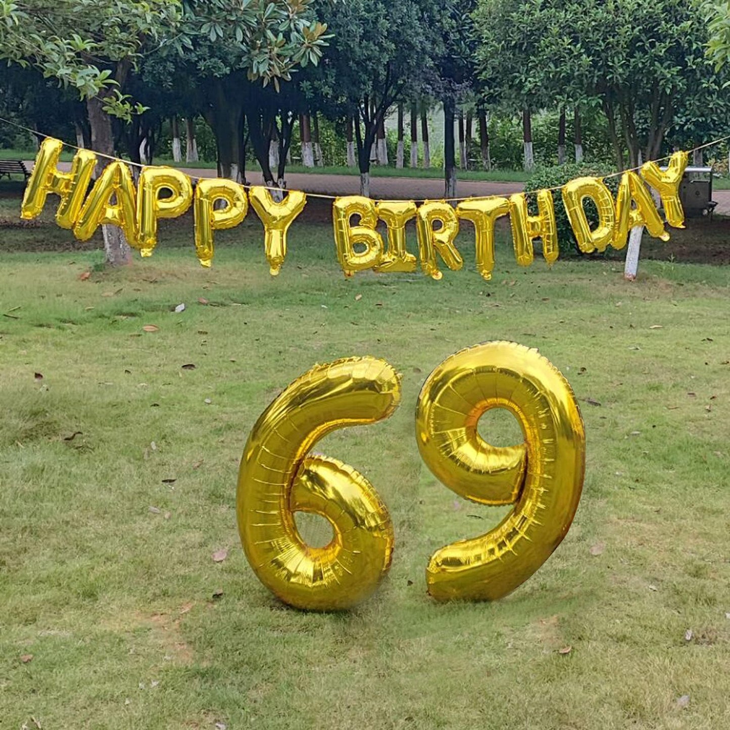 Shuntai 69Th Birthday Decorations For Men Women 69 Number Balloons Gold Jumbo Numbers 96 Foil Mylar Balloons With Happy Birthday