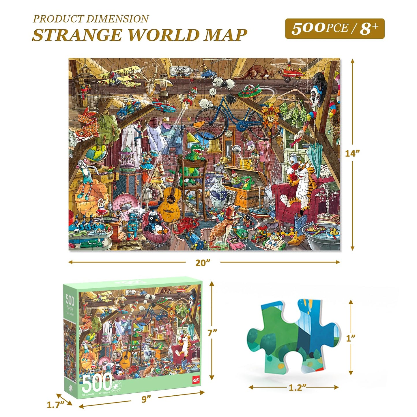 Elx 500 Piece Jigsaw Puzzle For Adults,Scene On The Attic Unique Difficult And Challenge Large Puzzle Game, Room Wall Decor (27.