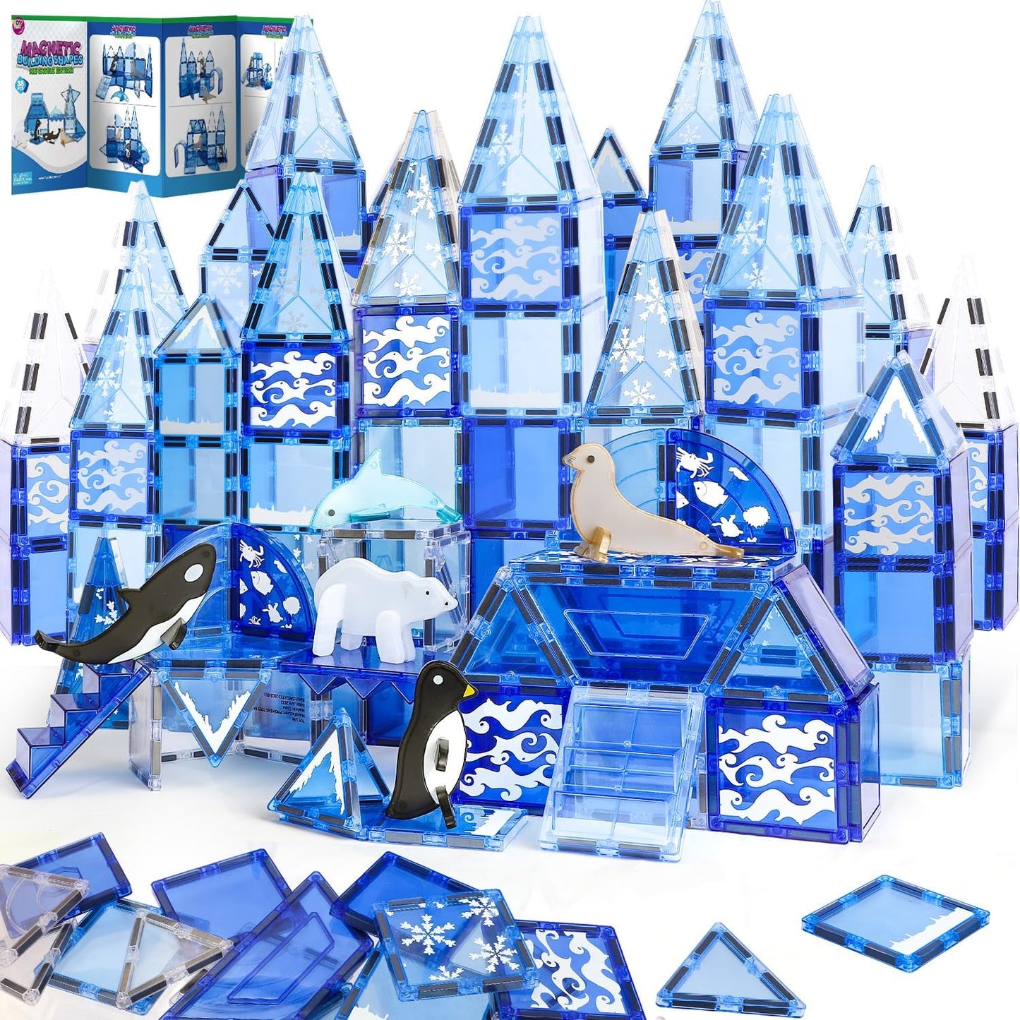 Toy Life Magnetic Tiles 56Pcs Magnet Building Toys For Kids Ages 4-8, Magnetic Toys For Toddlers 3+, Magnet Tiles Educational Construction Toys, Magnetic Building Tiles Toddlers Christmas Toy Gift