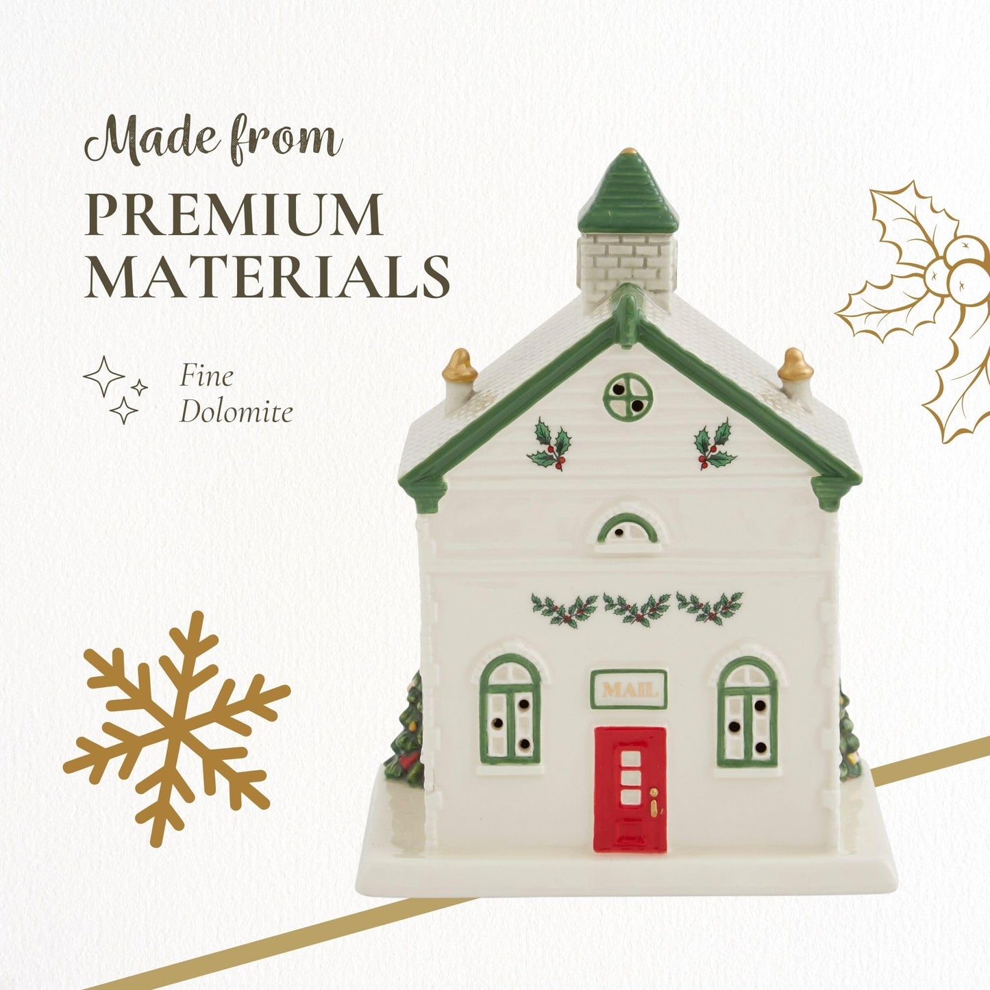 Spode Christmas Tree Miniature Village Decoration, LED Lighted Ceramic, 6.5" x 5", Multicolored, Model 1780286