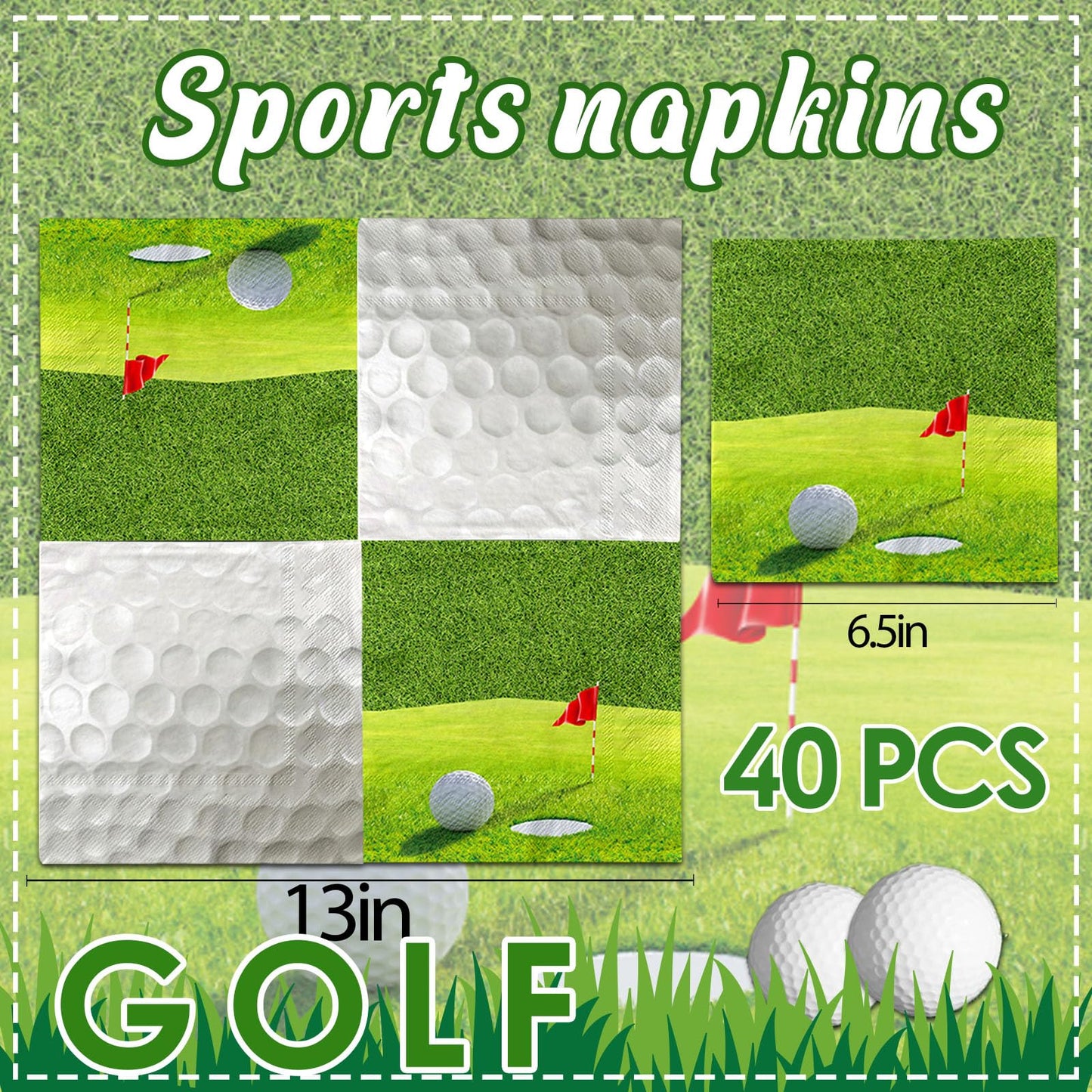 Golf Party Decorations-40Pcs Golf Themed Napkins Hole In One Golf Disposable Paper Napkins For Sports Party Supplies