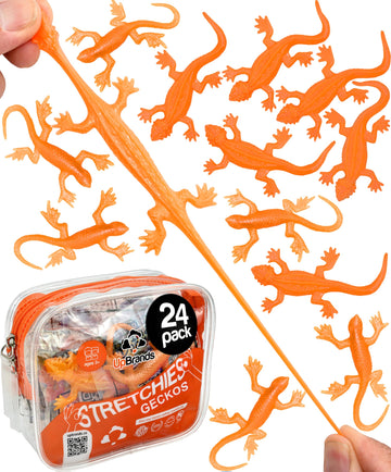 Upbrands 24 Pack Orange Super Stretchy Lizard Toys - Tangy Party Favors, Rubber Lizards For Kids, Small Classroom Prizes, Reptile & Newt Toy, Stress-Relief & Orange Celebrations